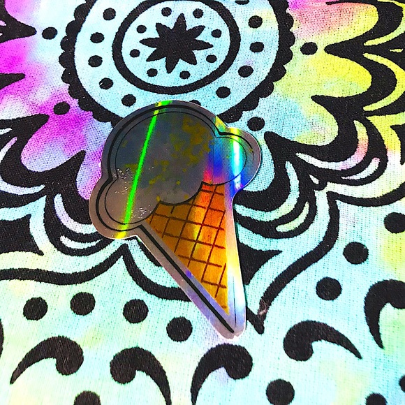 Ice Cream Metallic Prismatic Reflective Single Decor Sticker - Picture 1 of 7
